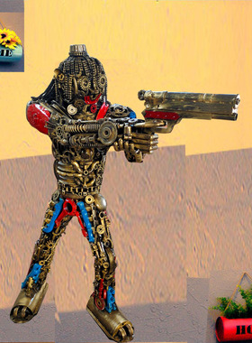 铁艺复古纯手工机器人金属模型