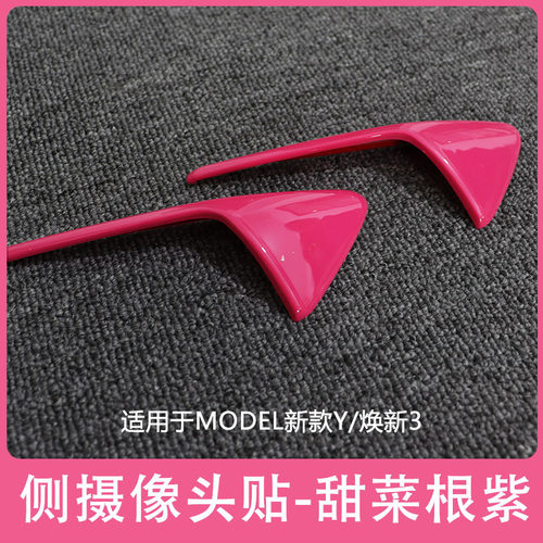 适用特斯拉ModelY/3焕新车标甜菜根紫尾门贴门把手装饰丫配件改装 - 图3
