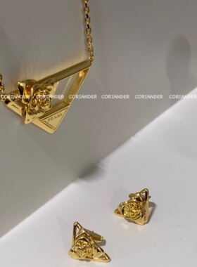 玫瑰故事金色重工项链耳钉