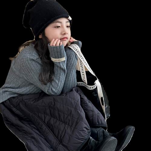 女童毛衣秋冬款2025新款中大儿童半高领针织衫上衣套头打底衫洋气 - 图3
