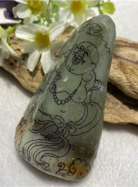 黄白河磨玉原石原料手把件手串