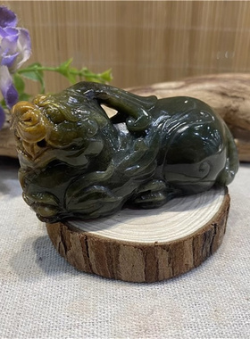 招财进宝吊坠黄白老玉貔貅手把件