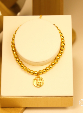 金店同款高端铜合金福字福牌手链饰品女手链饰品不掉色可调节爆款
