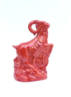 唐三彩陶瓷羊生肖羊家居客厅装饰品风水招财补角工艺品黄色羊摆件