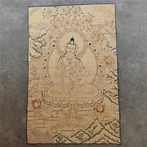 Antiques and Miscellaneous Gold Embroidery Thangka Guanyin Bodhisattva Buddha Statue Weaving Embroidery Machine Embroidery Hanging Painting