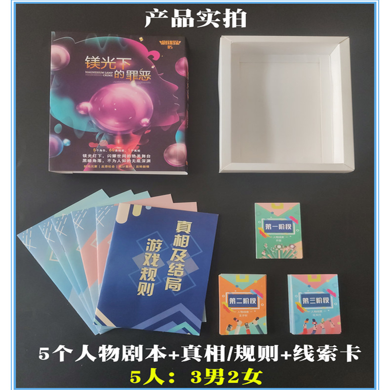 镁光下的罪恶5人剧本杀剧谋探5团建侦探推理桌游角色扮演轰趴游戏-图2