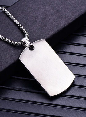 复古朋克嘻哈钛钢项链子美国大兵军牌立体翅膀吊坠男士霸气配饰品