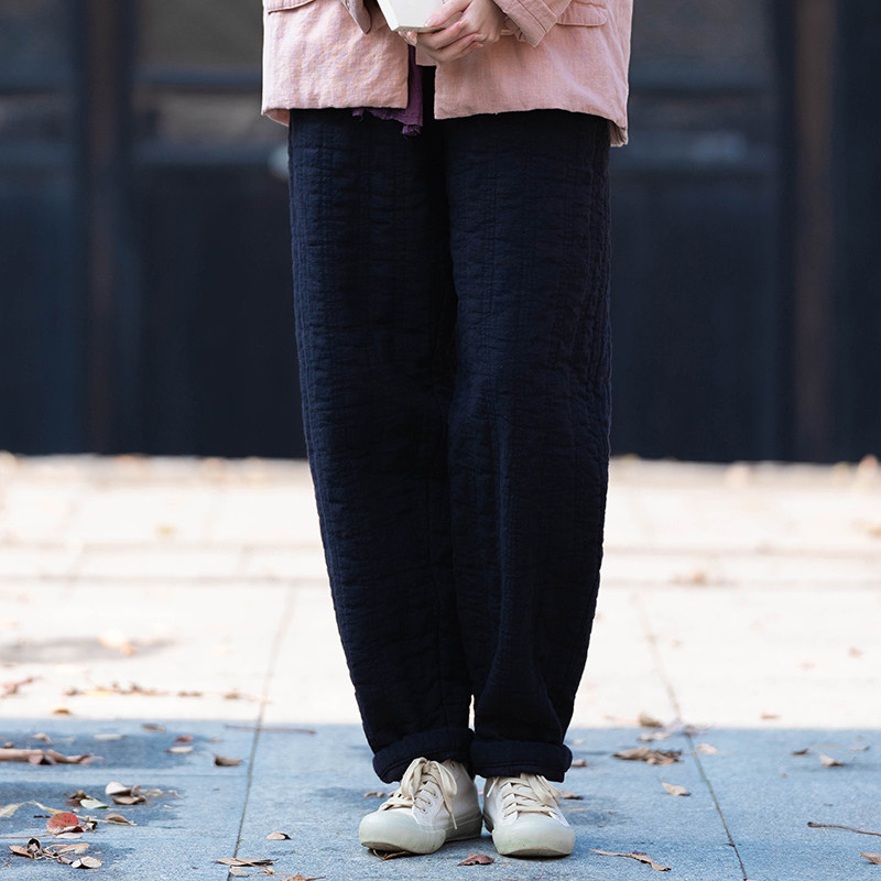 夹棉加厚长裤女新中式国风苎麻复古宽松直筒裤文艺灯笼裤外穿棉裤,淘宝优惠券,粉丝福利购,淘宝优惠卷