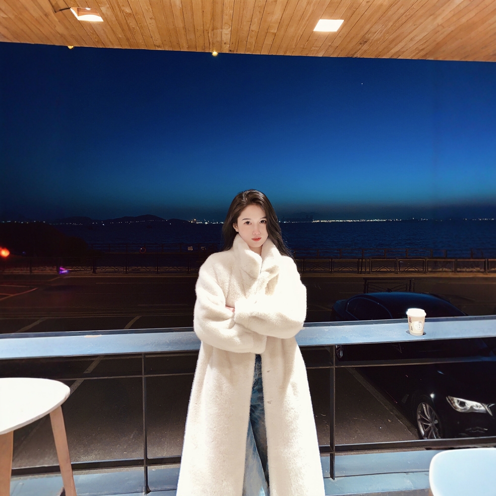 整貂皮小母貂外套女长款过膝皮毛一体水貂毛大衣年轻款海宁皮草冬 - 图3