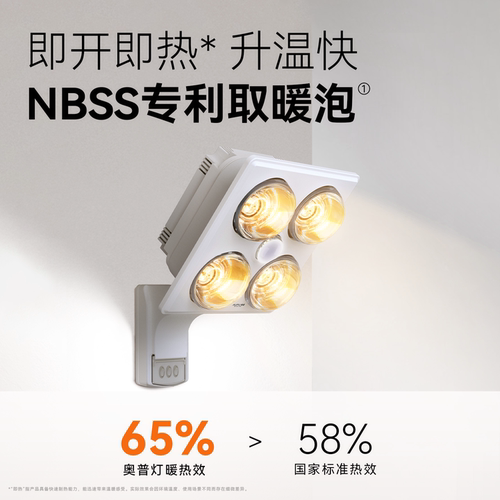 奥普官方灯暖浴霸壁挂式三合一取暖家用租房卫生间取暖器浴室挂墙 - 图1