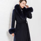 秋冬狐狸毛领羊绒羊毛大衣女修身显瘦中长款过膝时尚羊毛呢子外套