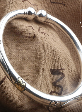 梅花原创设计999纯银手镯女