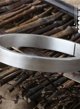 手工平面情侣水波纹男女款银镯子