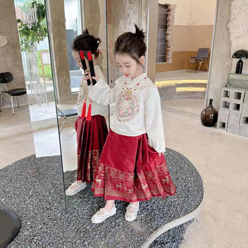 新中式马面裙汉服女朗诵合唱演出服2025新款春夏小女孩中国风套装 - 图2