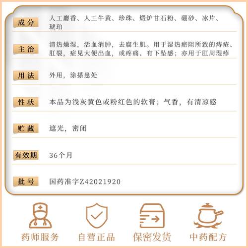 马应龙痔疮膏4g*6支便血便秘肛门肿痛痔疮肛裂用内痔外痔混合痔 - 图1