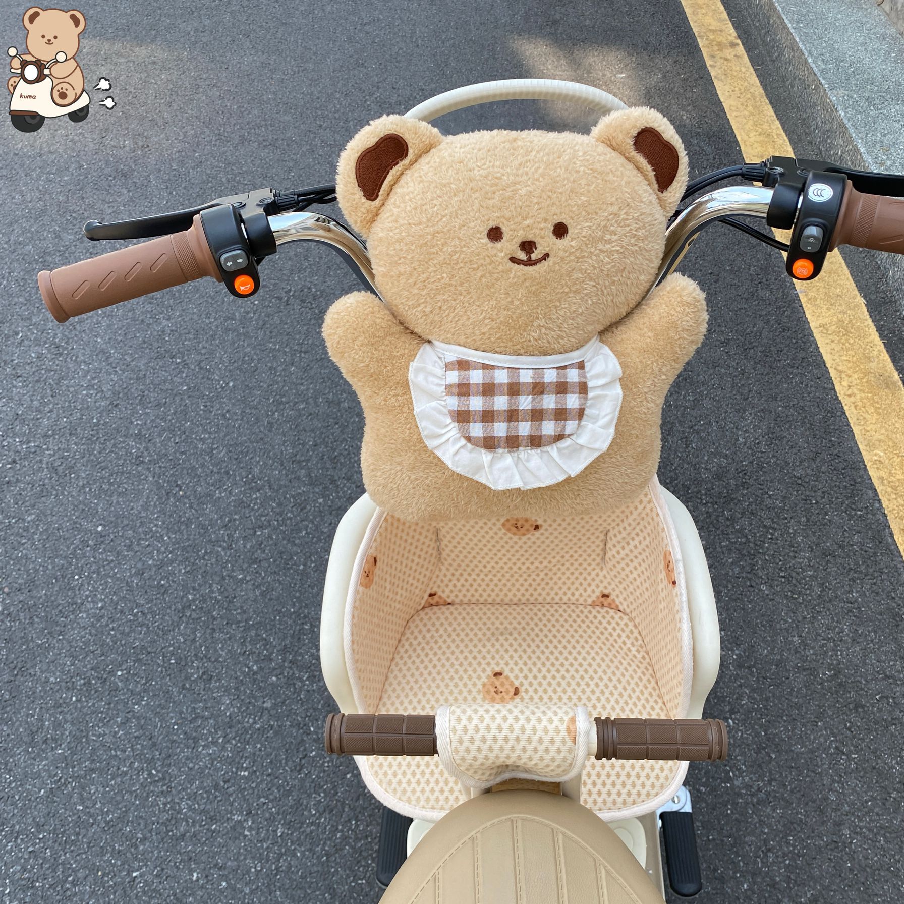 电动车防撞垫加大加厚儿童座椅保护垫可爱玩偶电瓶车婴儿防撞头垫 - 图1