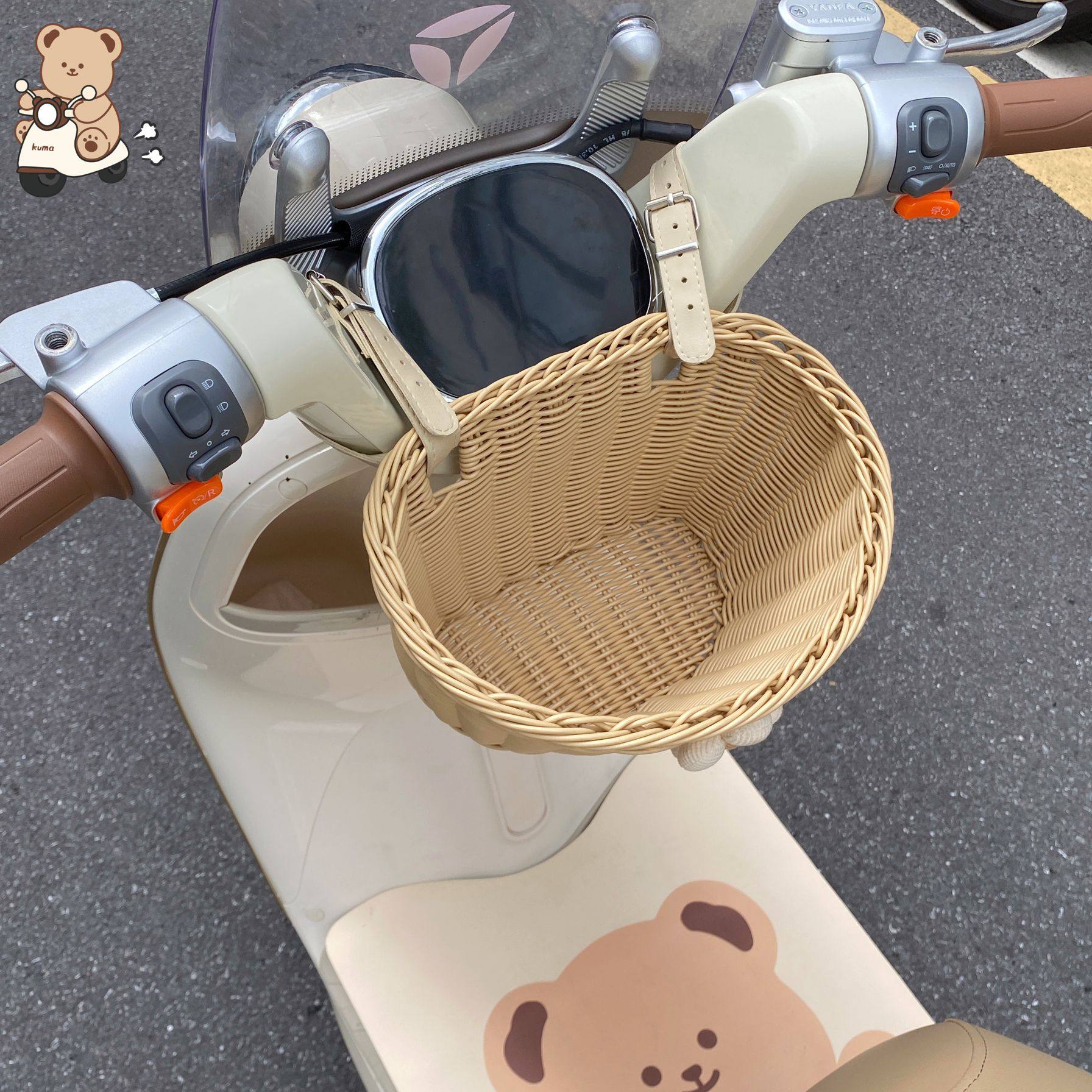 粗把手前置编织篮电动车收纳车筐车尾挂篮自行车电瓶车通用防水篓,淘宝优惠券,粉丝福利购,淘宝优惠卷