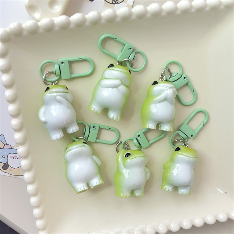 趣味立体青蛙可爱钥匙扣卡通奇怪青蛙包包挂件情侣闺蜜礼物配饰品 - 图2