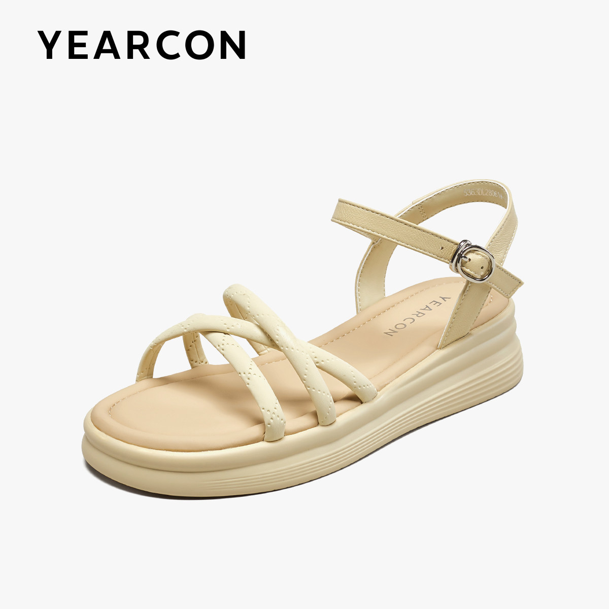 意尔康厚底凉鞋女2025夏季新款外穿一字带防滑休闲旅游沙滩凉鞋