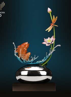 铜鲤鱼简约现代艺术品乔迁礼品客厅玄关新中式家具工艺品龙鱼摆件