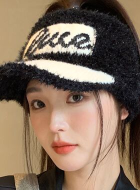 秋冬新款毛绒针织帽子女保暖护耳显脸小毛线帽百搭休闲包头冷帽男