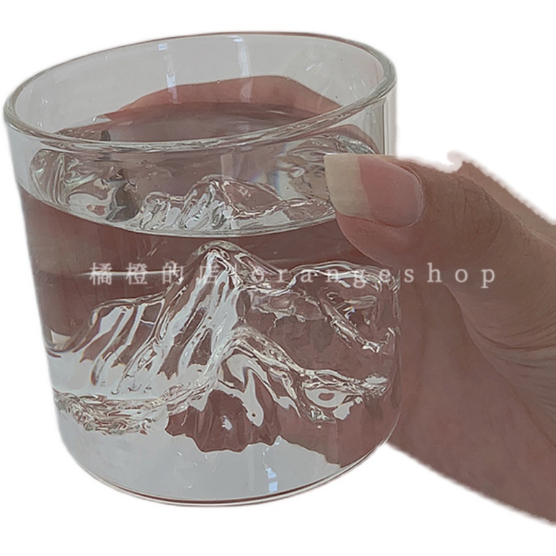 私享*三汀玻璃杯富士山主人观山杯*高硼硅水杯耐热茶杯威士忌酒杯