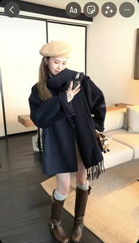 HEYGIRL Witch's Cloak Double-sided Sheep Wool Coat Women's Winter Cloak Scarf Design Woolen Jacket