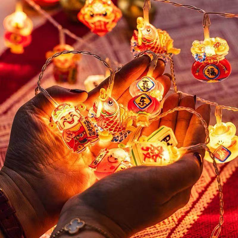 太阳能福字新年彩灯氛围灯中国结LED彩灯闪灯户外元宵过年喜庆灯