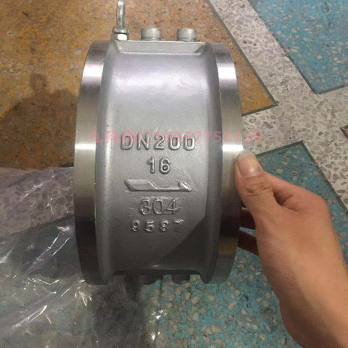H76W-16P对夹式蝶形双瓣止回阀铸钢不锈钢蝶式单向阀H76HX-16C25P - 图2