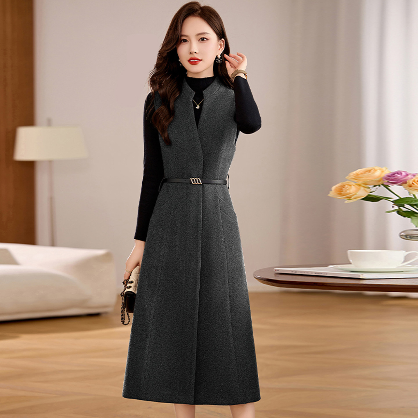 小香风气质洋气套装裙女春季新款时尚打底衫高端毛呢背心裙两件套,淘宝优惠券,粉丝福利购,淘宝优惠卷