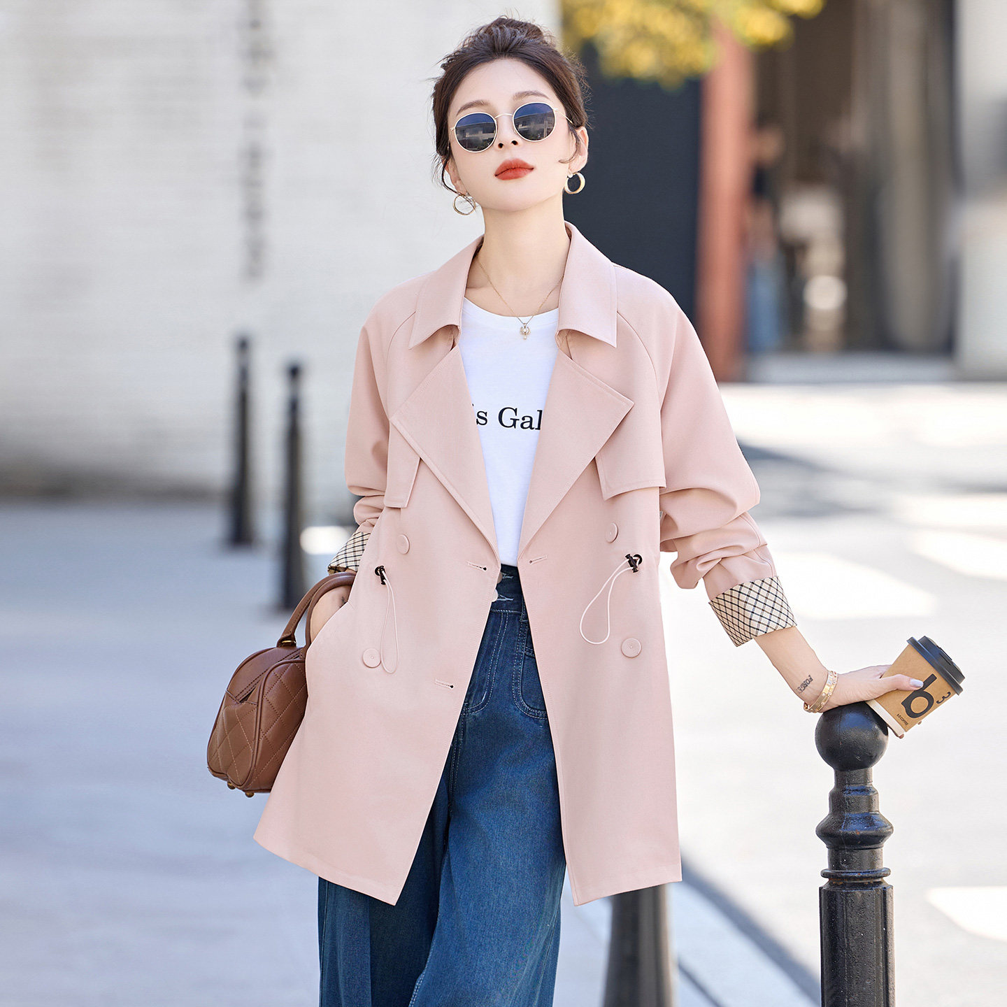 大码双排扣风衣外套女中长款2026春装新款西装领高级感显瘦大衣,淘宝优惠券,粉丝福利购,淘宝优惠卷