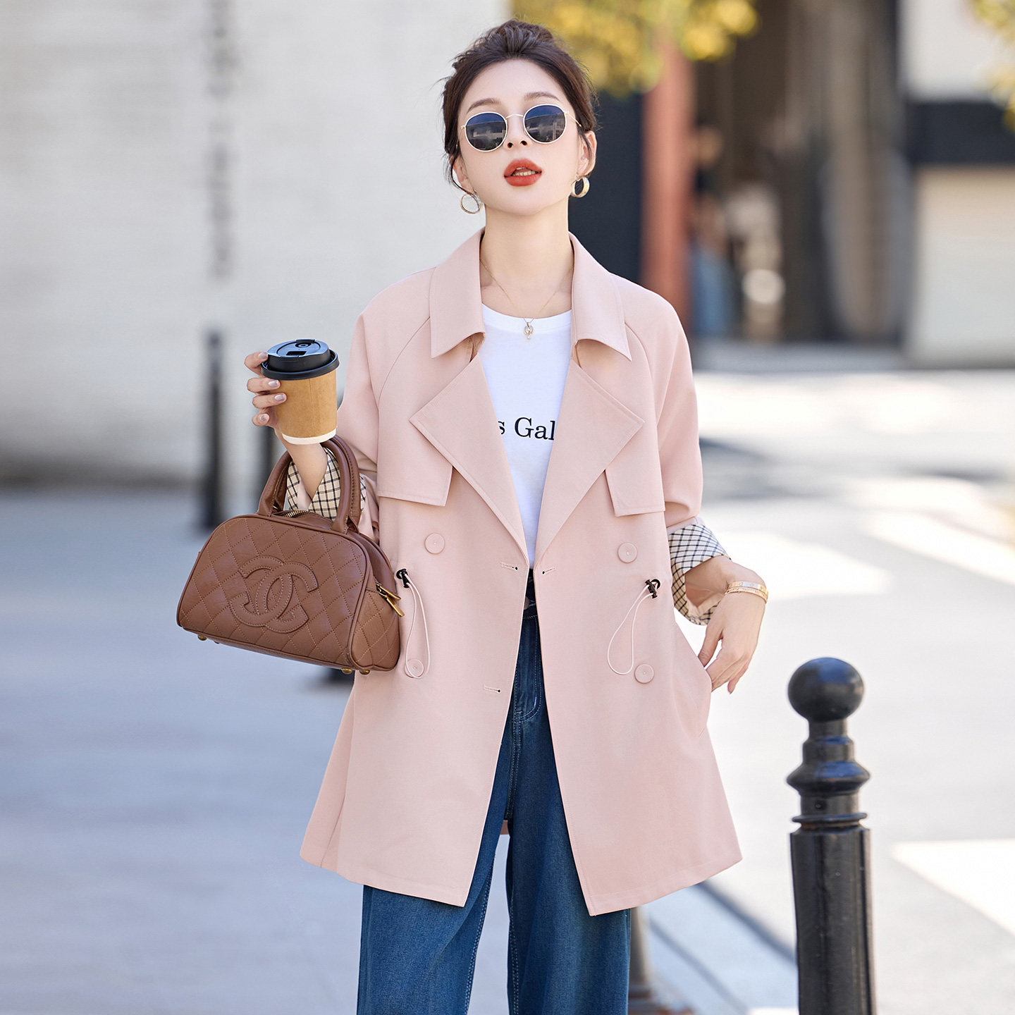 大码双排扣风衣外套女中长款2026春装新款西装领高级感显瘦大衣,淘宝优惠券,粉丝福利购,淘宝优惠卷