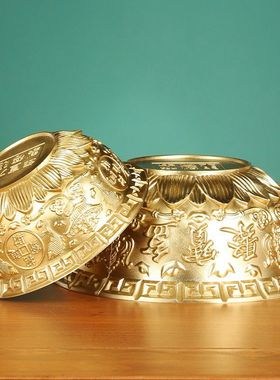 黄铜聚宝盆聚财摆件客厅道家用品