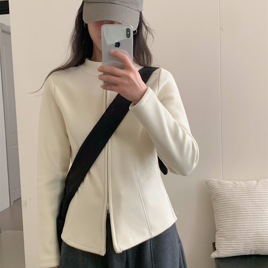 韩版百搭立领石墨烯发热内搭上衣女2025冬季新款保暖显瘦短款外套,淘宝优惠券,粉丝福利购,淘宝优惠卷