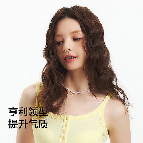 森马背心女短款显瘦小个子夏季2025新款简约风亨利领紧身吊带气质 - 图1