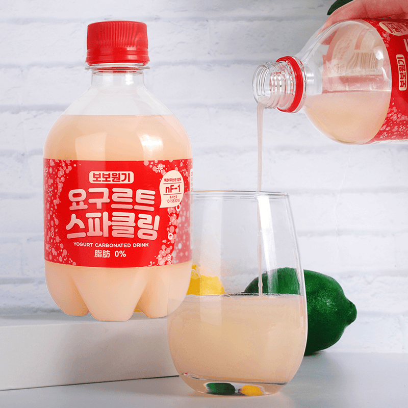 啵啵元气乳酸菌碳酸饮料380ml/瓶0脂汽水韩国进口苏打乳酸菌饮品-图0