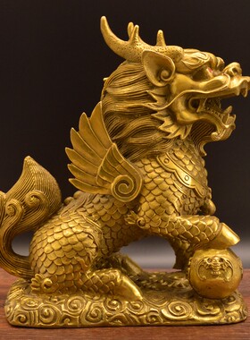 麒麟摆件一对招镇客厅办公室乔迁