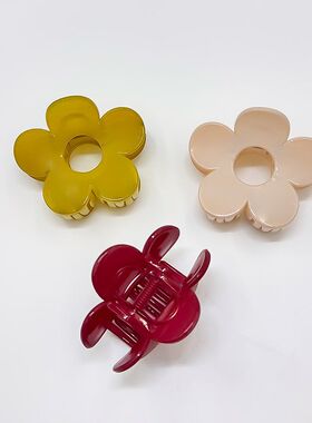 气质百搭花朵抓夹高品质PC发夹高级感后脑勺盘发鲨鱼夹韩版发饰