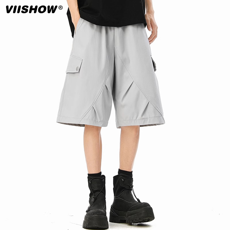 VIISHOW户外工装短裤男士2025夏新款休闲宽松美式潮流黑色五分裤,淘宝优惠券,粉丝福利购,淘宝优惠卷