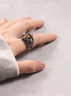 男士戒指暗黑风恶魔欧美帅气潮人个性钛钢街头朋克理发师帅气高街