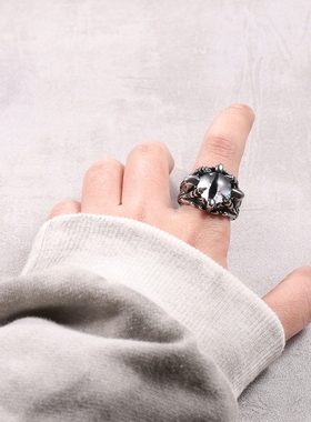 嘻哈风空灵之眼骷髅头恶魔霸气帅气男士戒指潮人高街钛钢街头朋克