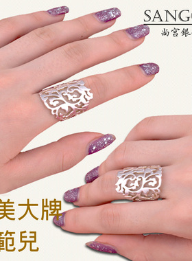 纯银欧美风夸张手工雕花首饰品