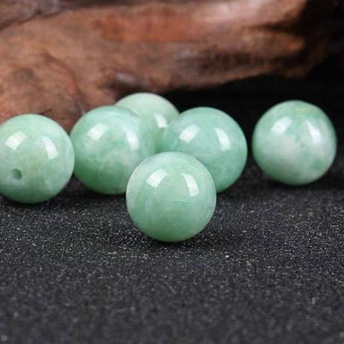 缅甸豆种翡翠散珠玉珠子豆绿色翡翠散珠玉珠豆绿翡翠手链项链耳环 - 图0