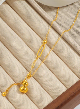 精致时尚百搭钛钢葫芦项链轻奢气质INS风个性风潮网红款优雅高级