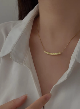 高级感老花纹弯管项链锁骨链轻奢气质时尚百搭INS风简约钛钢饰品