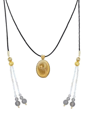 ATELIERSO 香水瓶蜡绳黑玛瑙/灰玛瑙项链