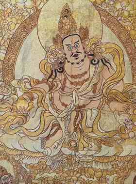 古玩杂项旧藏唐卡刺绣黄财神挂画装饰画客厅书房茶室挂画