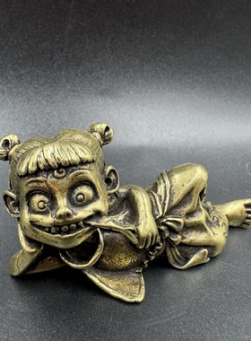 黄铜哪吒魔童降世小汽车钥匙扣挂件男款个性创意书包吊坠礼物