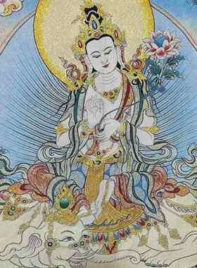 古玩杂项旧藏唐卡刺绣虚空藏菩萨挂画装饰画客厅书房茶室挂画