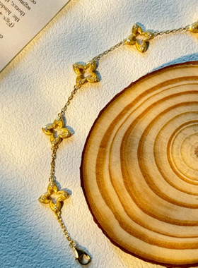 闺蜜同款四叶草纯银五花手链